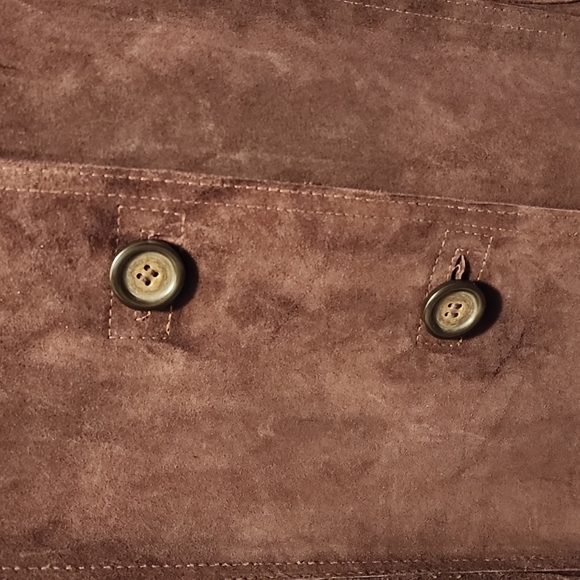 Brown Danier Suede Leather Trench Coat Jacket - Picture 7 of 12